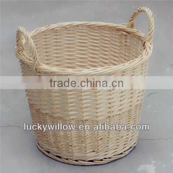 Exported unpeeled wicker basket with plastic liner