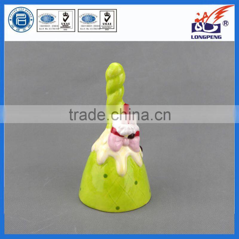 Christmas Santa Ice Cream Shaped Ornament with Ceramic Bell