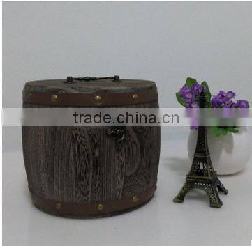 Custom logo and color small wooden barrel,paulownia wooden bucket with lid for coffee/candy
