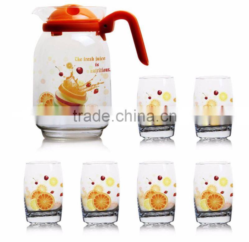 1300ml 1000ml halloween christmas fruit color printing jug set and water glass jug set and glass Carafe and decanter