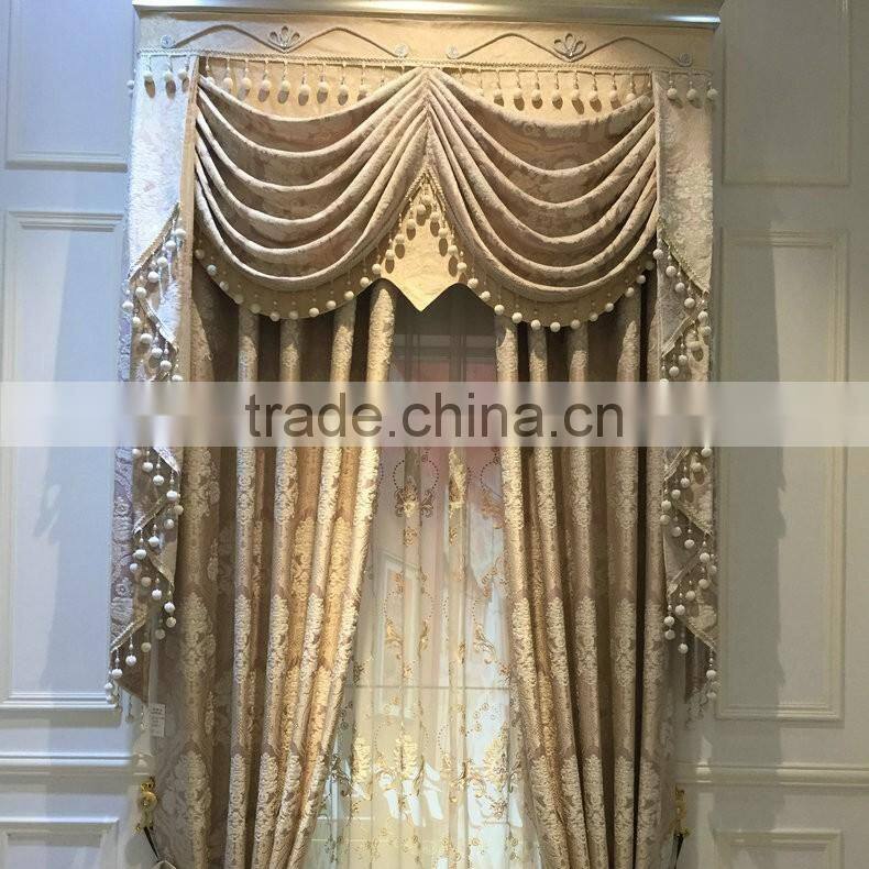 P-867 Luxury European style living room bedroom beige curtains shade American luxury jacquard curtains