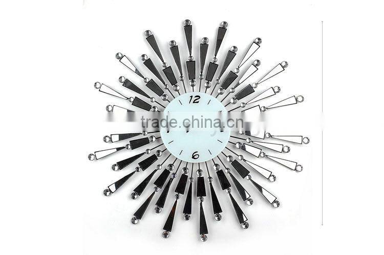 Metal crystal wall digital clock with mirror