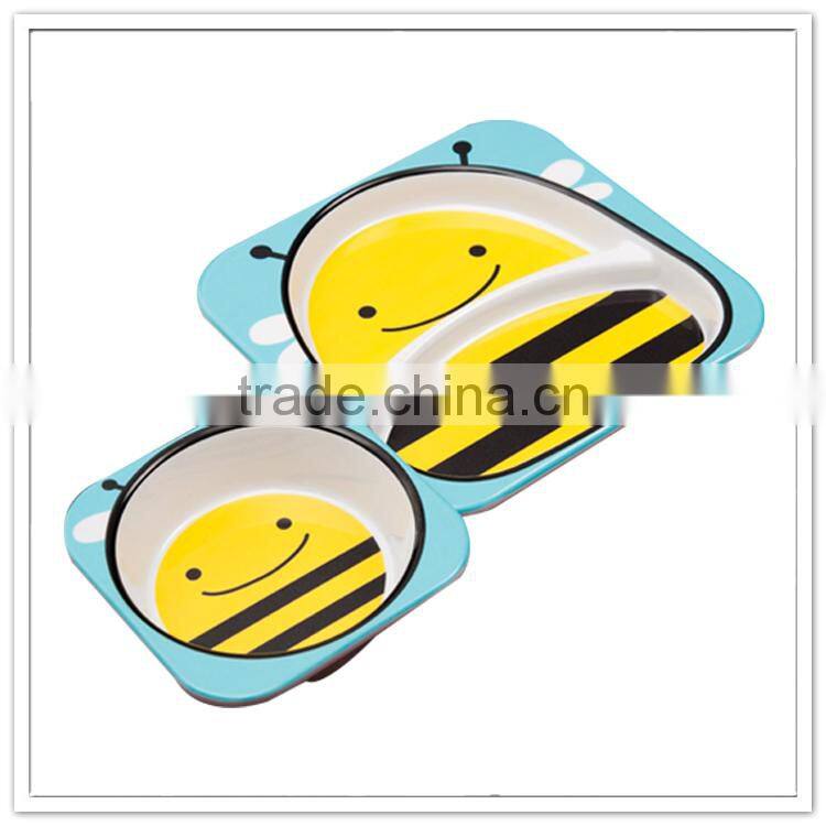 Children Honeybee plates & bowl set, 2pcs bee shape good quality kids dinnerware