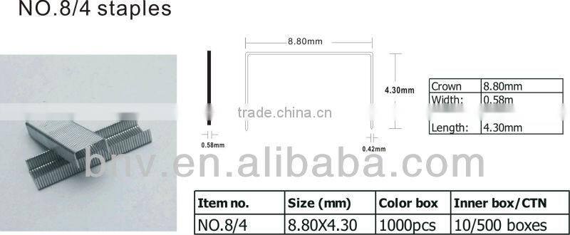 Office quality mini coppered staples 64