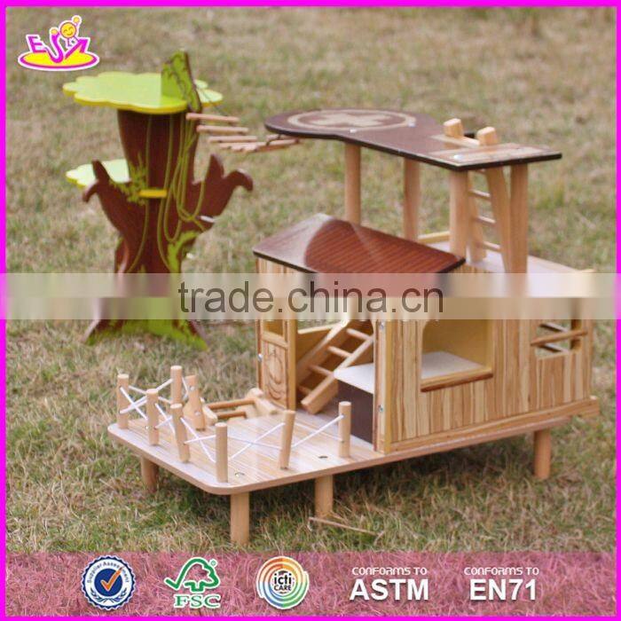 2017 New products indoor children toys wooden treehouse dollhouse W03B059