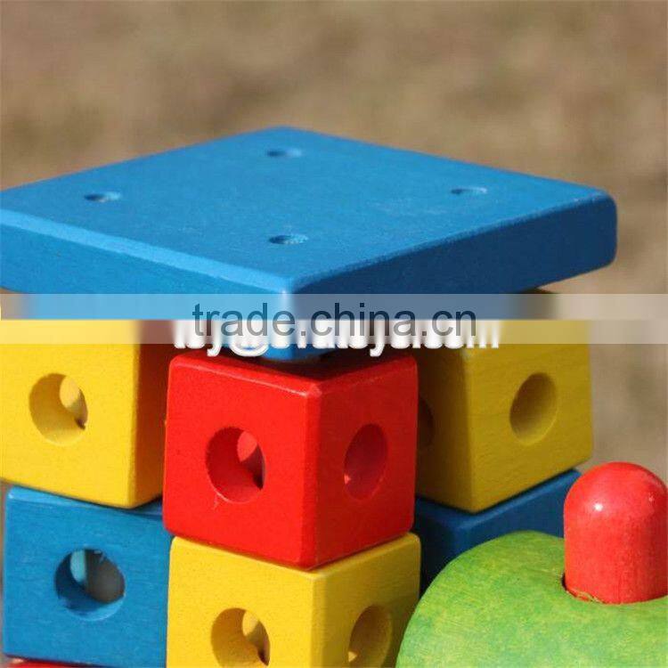 New design toddlers building blocks wooden pull train toy W05C072