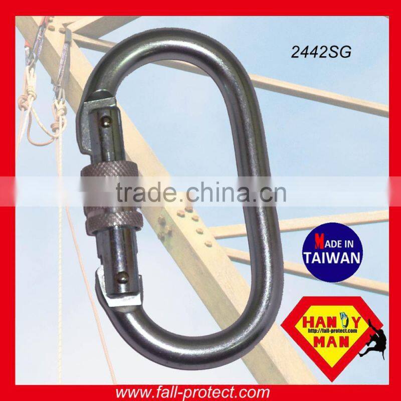 2442KSG Screw Lock 25kN Galvanized Steel Oval Carabiner