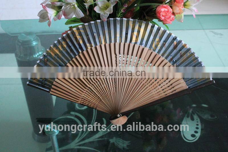 Bamboo material handcraft silk folding fan