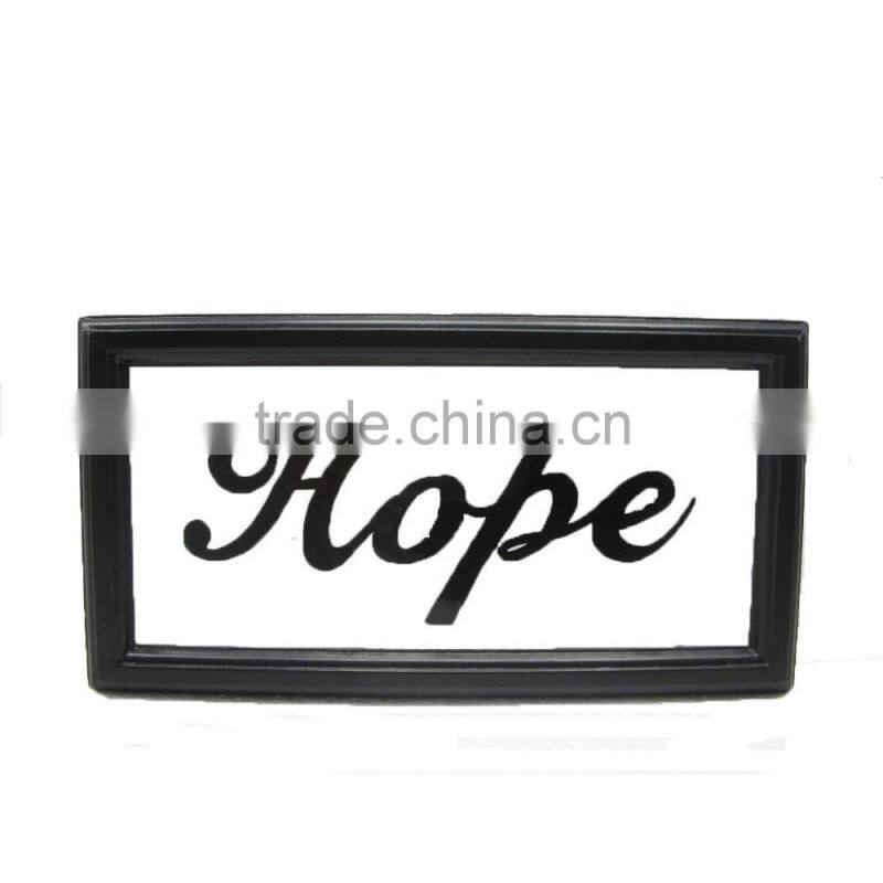 Black antique wood glass wall plaque frame