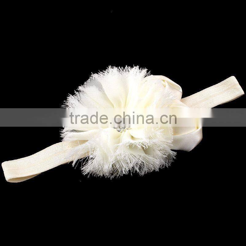 chiffon flower and satin rose flower headband for kids hair accessories