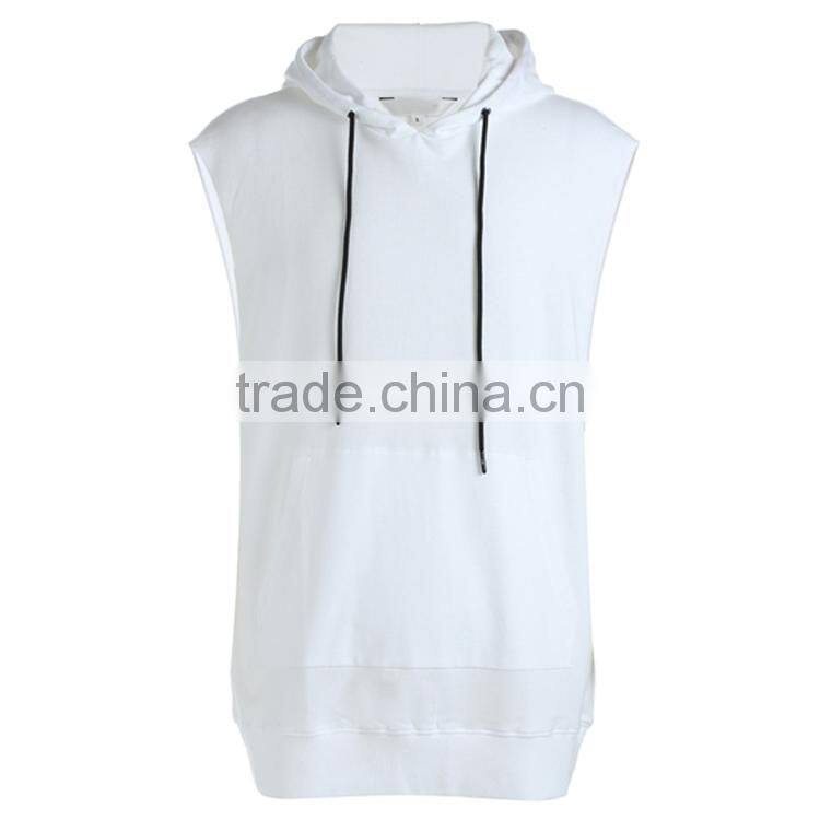 2017 Hot sale style quality custom mens sleeveless hoodie