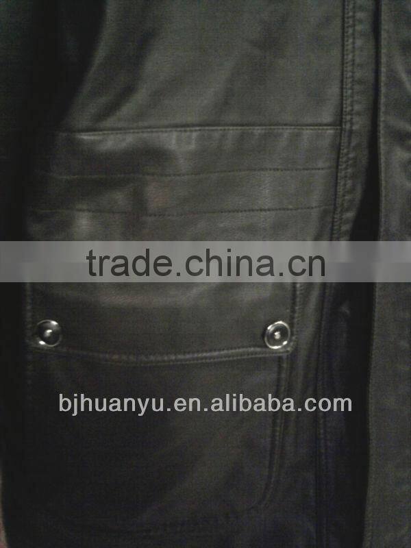 men spring autumn winter wear slim fit black colour long leather jackets