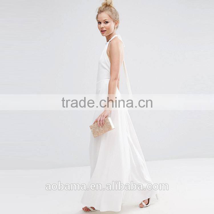 white fashion style halter 2017 Newly ladies western fat women dresses
