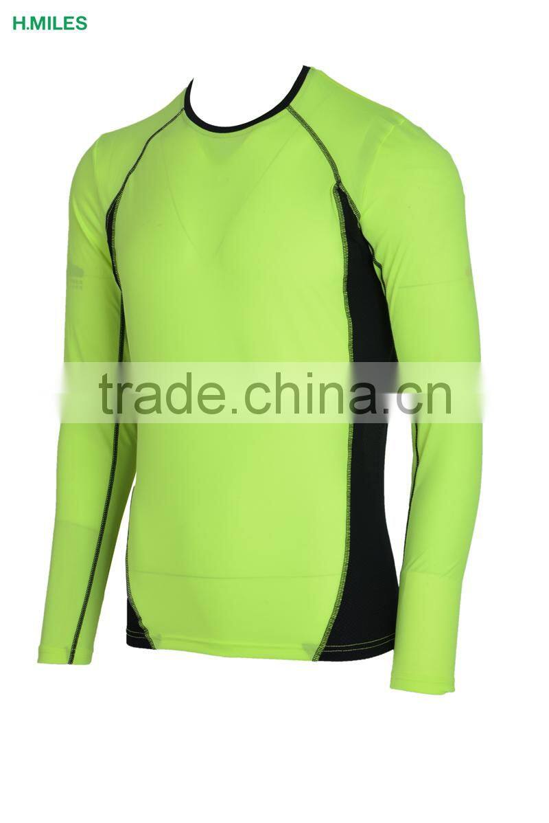 Sport plain sublimation gym running tights wear custom blank long sleeve compression shirt