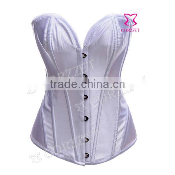 Women White Steel Boned Corselet For Women Body Shaper