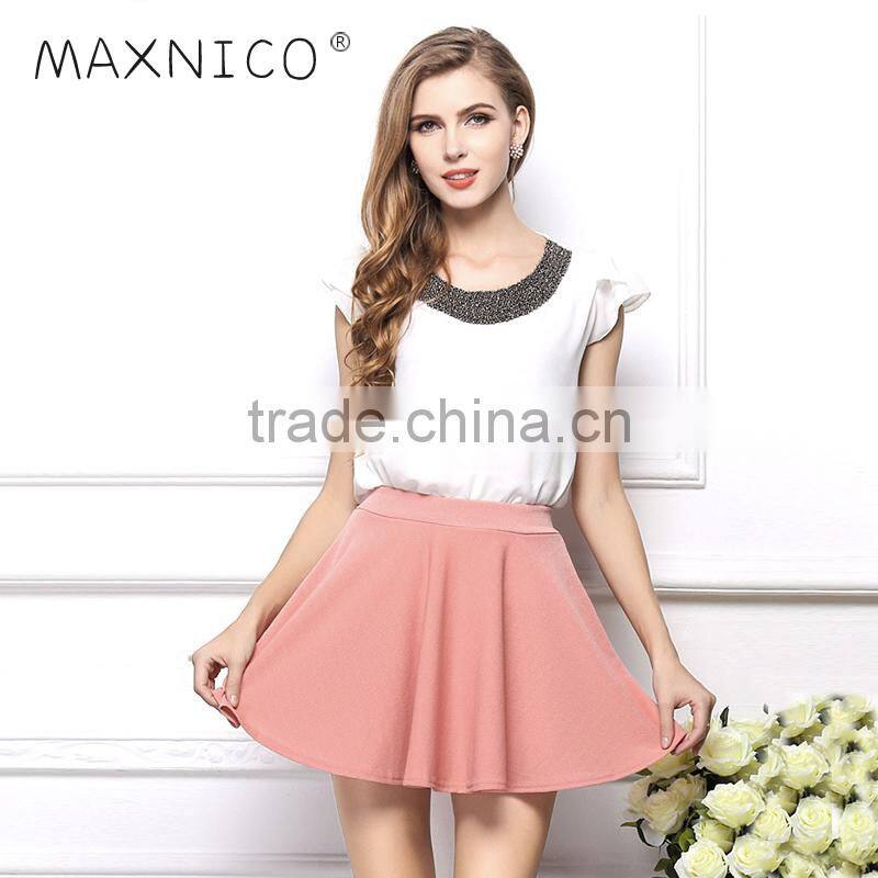 White ladies office wear beads design for ladies blouse collar design