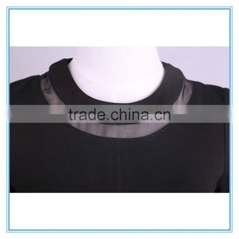 2016New Arrival Ladies Western Dress Designs Skater Short Umbrella Dress With Mesh Insert