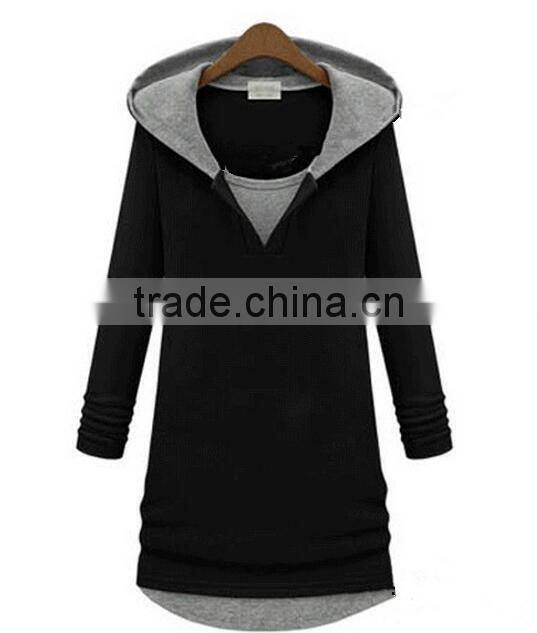 2016 new arrival hooded fleece plain black sweatshirt hoodies large size women jerseys for women