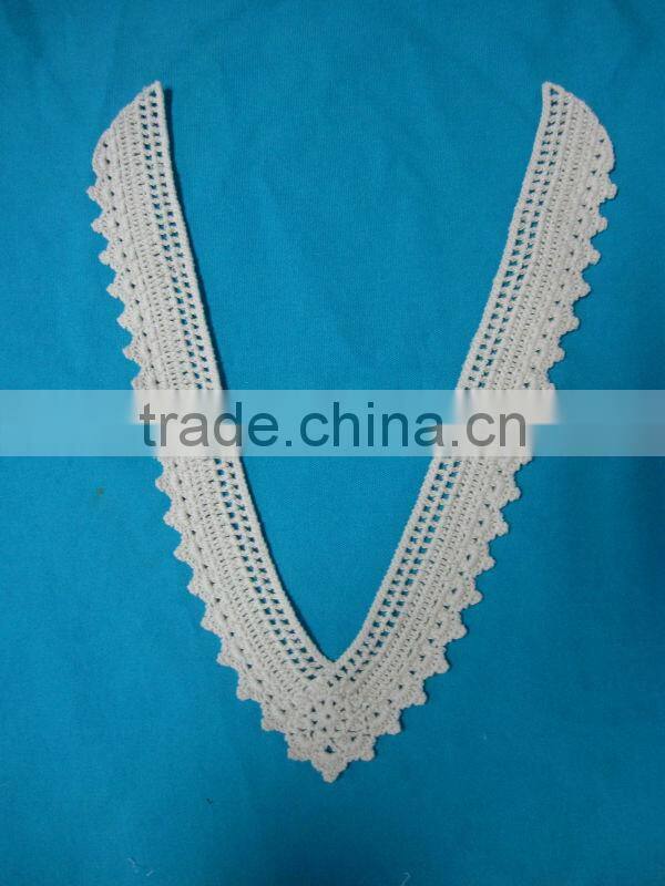 Wholesale 100% cotton crochet deep V neck collar patch
