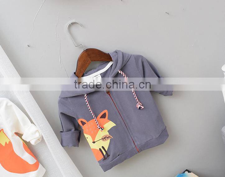 YE5202 autumn 2017 children clothing zipper cartoon boys hooded coats