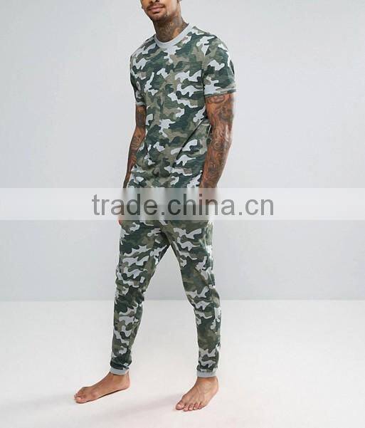 Fashion design classic camo mens plain fitted tracksuit