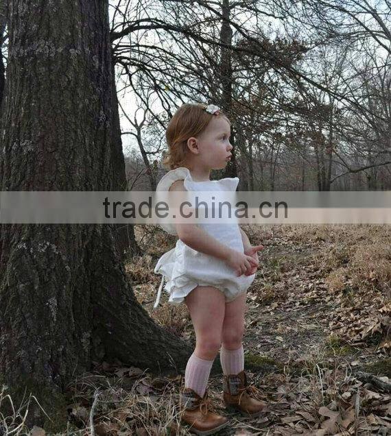 2017 Vintage spring summer baby girl ruffle bubble 100% cotton baby clothes romper for boutique wholesale