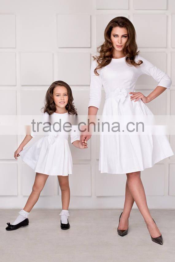 Highe Quality Mother Daughter Matching Dress White Occasion Dresses For Mommy And Me