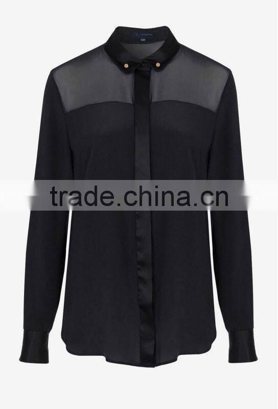 Ladies Button-Down Pure Silk Classic Shirt