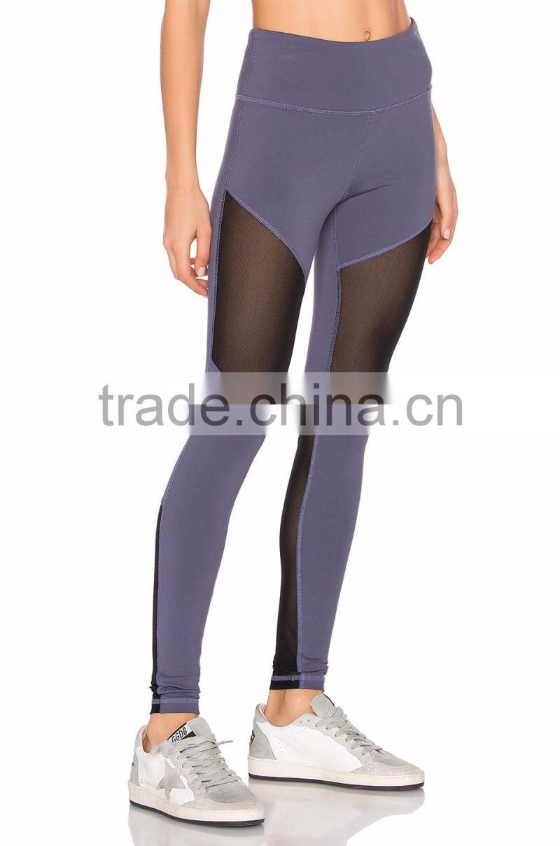 Hot selling custom design women colorful mesh insert yoga pants/sheer mesh yoga leggings