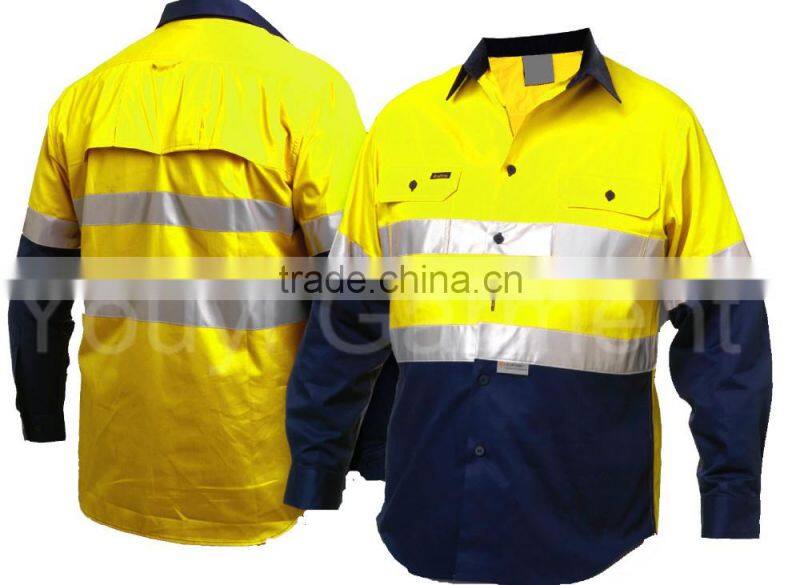 Hi Vis Orange 100% Cotton Work Shirt With 3M Reflective Tape