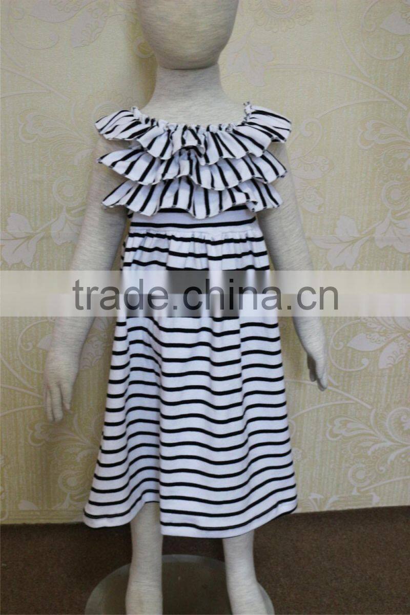 Hot selling baby girls clothing boutique dress images new designs stripes dress