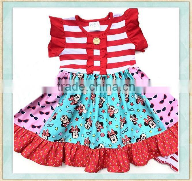Girls party casual dresses red flutter sleeve tunic traveling clothing new fashion ladies girl short frock dress