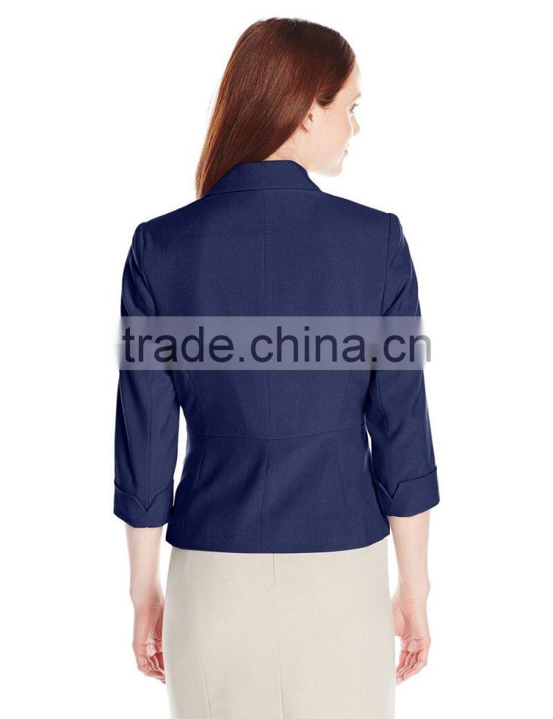 Women's Petite One Button Linen lapel Look Jacket/Blazer