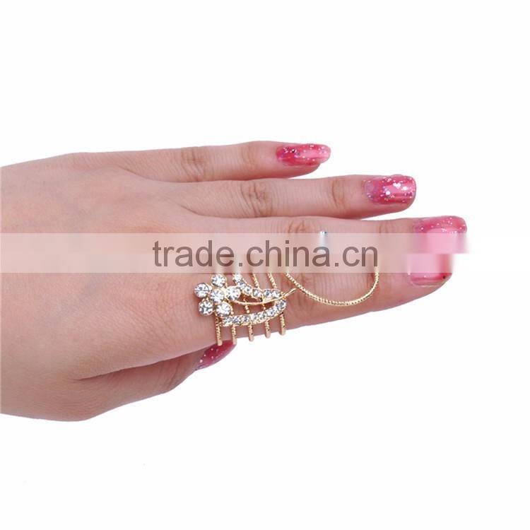 Gold&Silver-plated Rhinestone flowers Wrap Around Spiral Rings