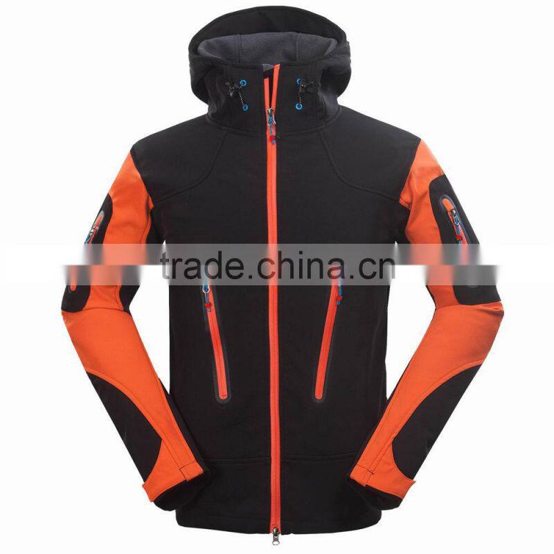 orange black men fleeced waterproof cycling sportl jacket/wikse oft shell outdoor climbing hiking climbing windbreaker hoodies