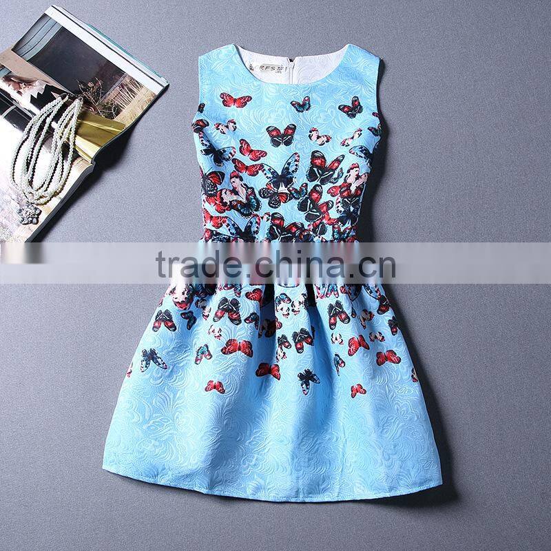 pink solid color printed A line dress/sym rose multi design sleeveless A line dress skirt