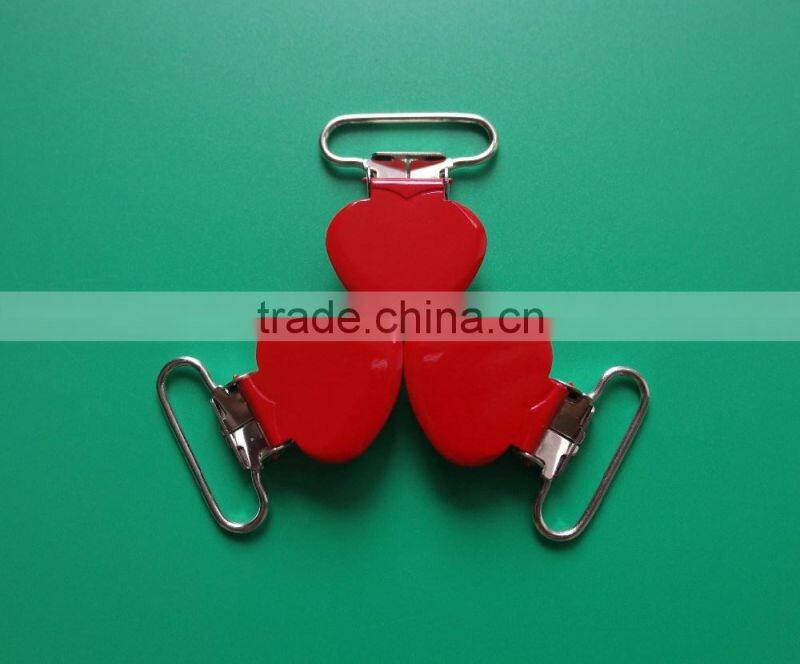 Mix 16 Colors 1" Enamel Heart Shape Metal Suspender Clips,Pacifier Holder Clip,Baby Pacifier