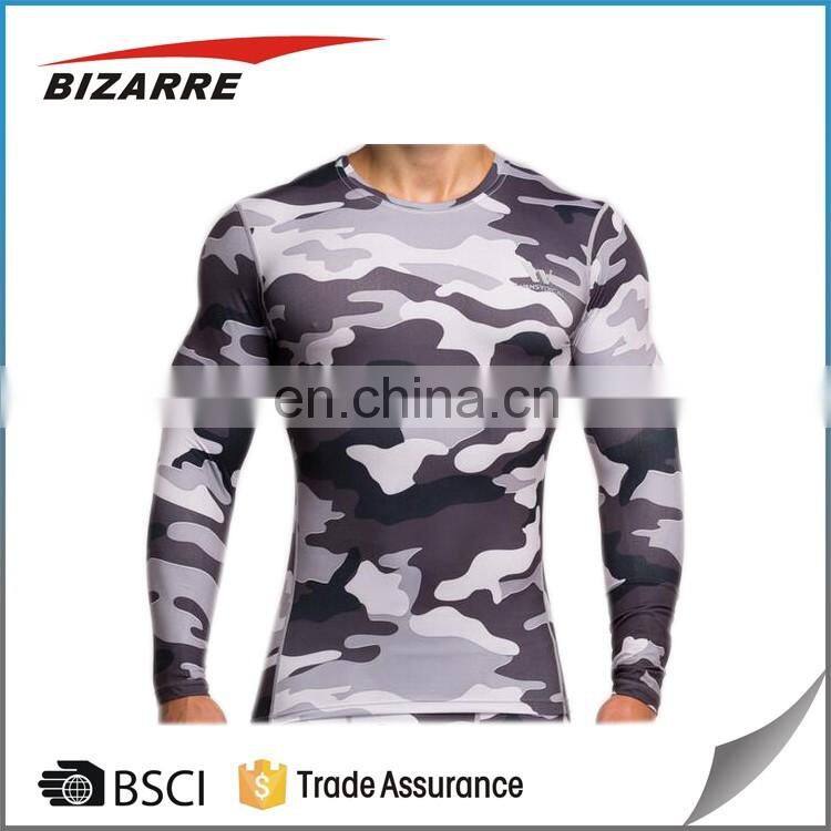 Low MOQ mens long sleeve compression tshirts for gym and fitness