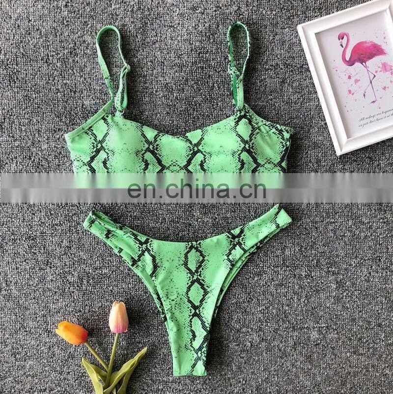 Retro Swimwear Women 2019 Push Up Bikini Set Snake Skin Printed Swimsuit Brazilian Monokini Thong Trikini Badpak Banadores Mujer