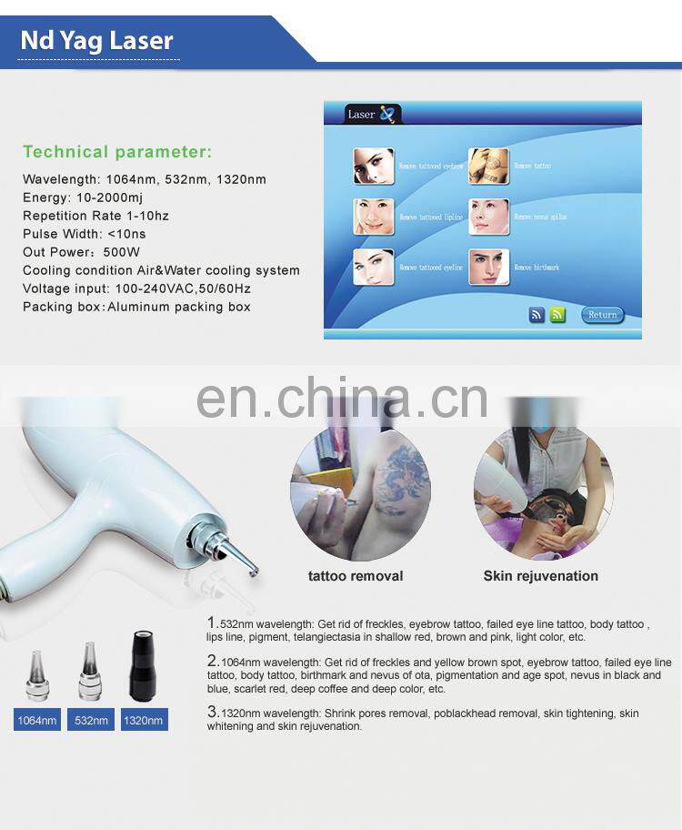 1064 nm 532nm q switched nd yag laser removal tattoo