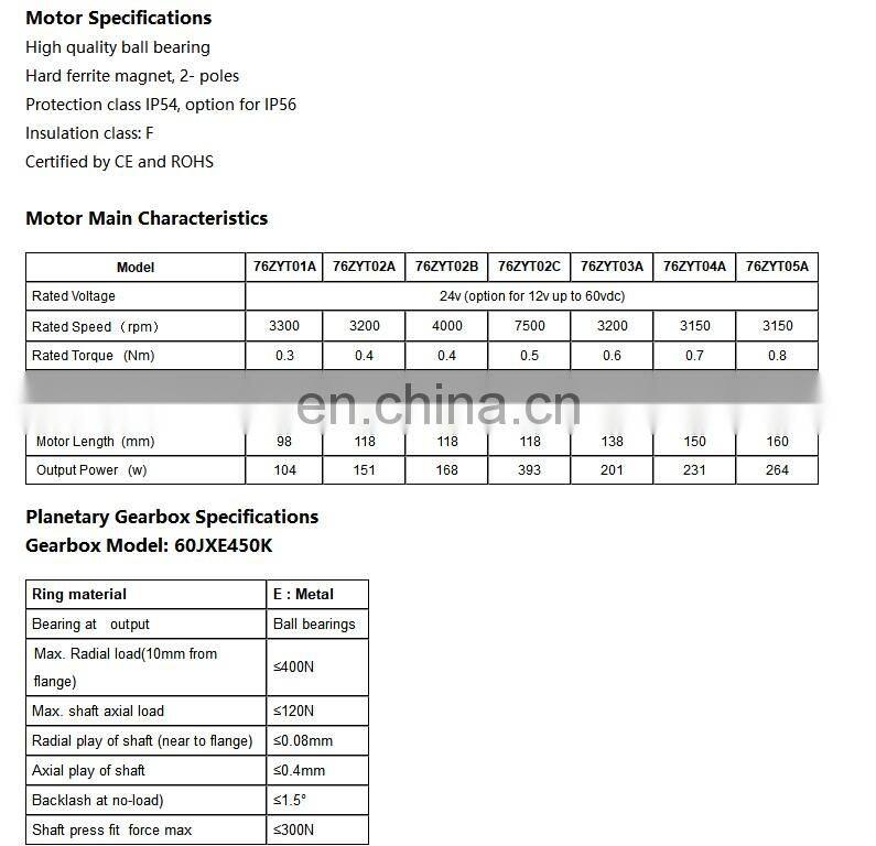 12v 24v 100W 200W 250W Dc Planetary Gear Motor, Low cost Hight torque