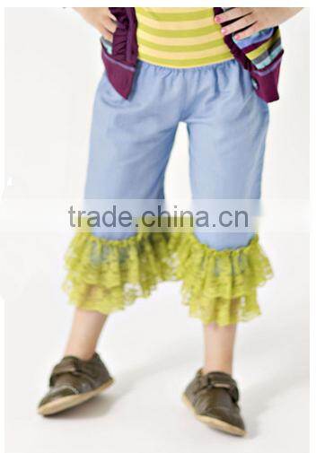 2014 New design Lace ruffle pants Girls Jeans Ruffle childrens boutique clothing