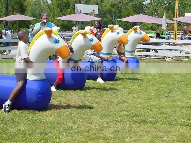 Portable Large Size Little Pony Hop Inflatable Bouncer Jumping Derby Inflatable Horse Riding Racing Toys For Sale