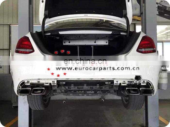 Newest arrival!w205 c63 pp rear diffuser with exhaust tips/muffler fit for c-class w205 c63