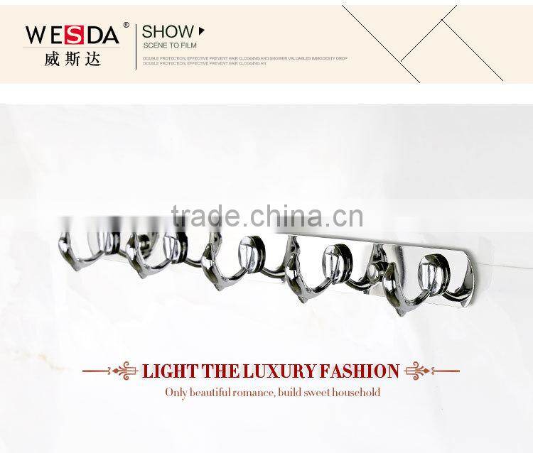 Wesda zinc alloy bathroom accessories decorative stainless steel coat hook for towel 831