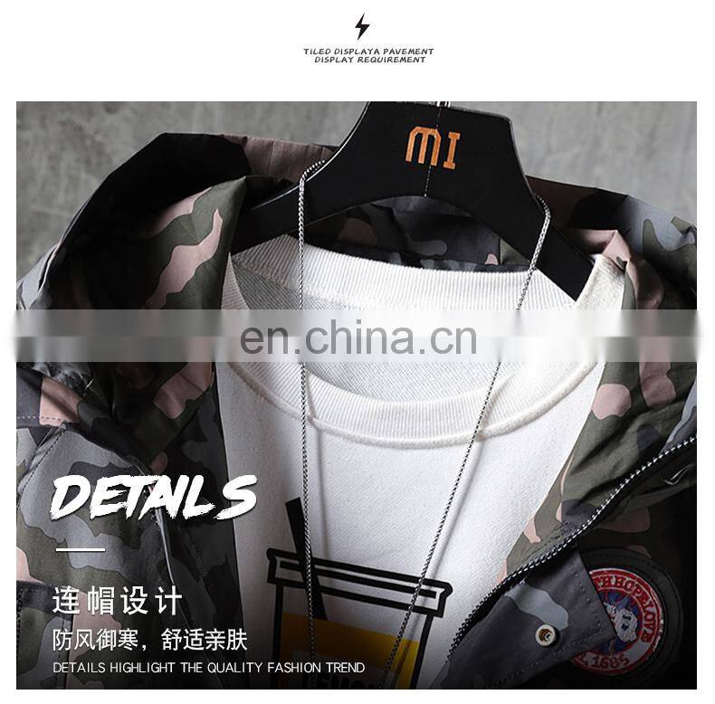 Wholesale custom men's autumn and winter jacket long-sleeved casual sports outdoor hooded jacket aviator to overcome