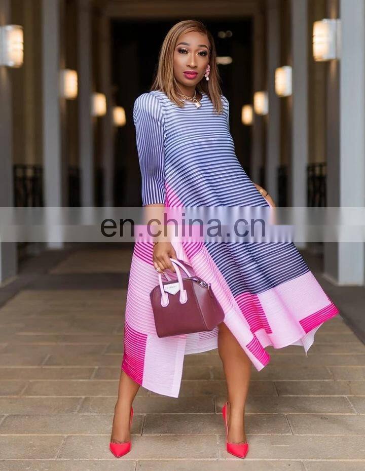 Women Fashion Dress in striped and irregular Dress