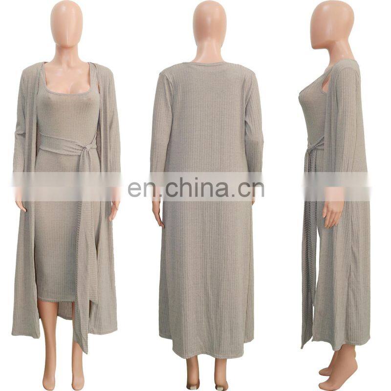 Cross-border fashion sexy suit 2021 new pit strip long-sleeved trendy cloak suspender skirt two-piece suit