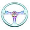 350mm ABS  Aqua blue steering wheel universal , ABS Plastic with neo chrome iron spoke steering wheels