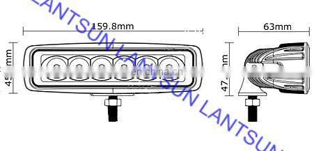 Lantsun LED817W 12 volt aurora led off road light bar 18w LED817